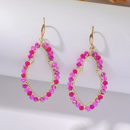 Trendy Boho Waterdrop Crystal Bead Drop Earrings Women Jewelry