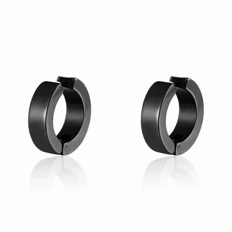 Non-Piercing Clip Earrings for Women Punk Titanium Steel Studs