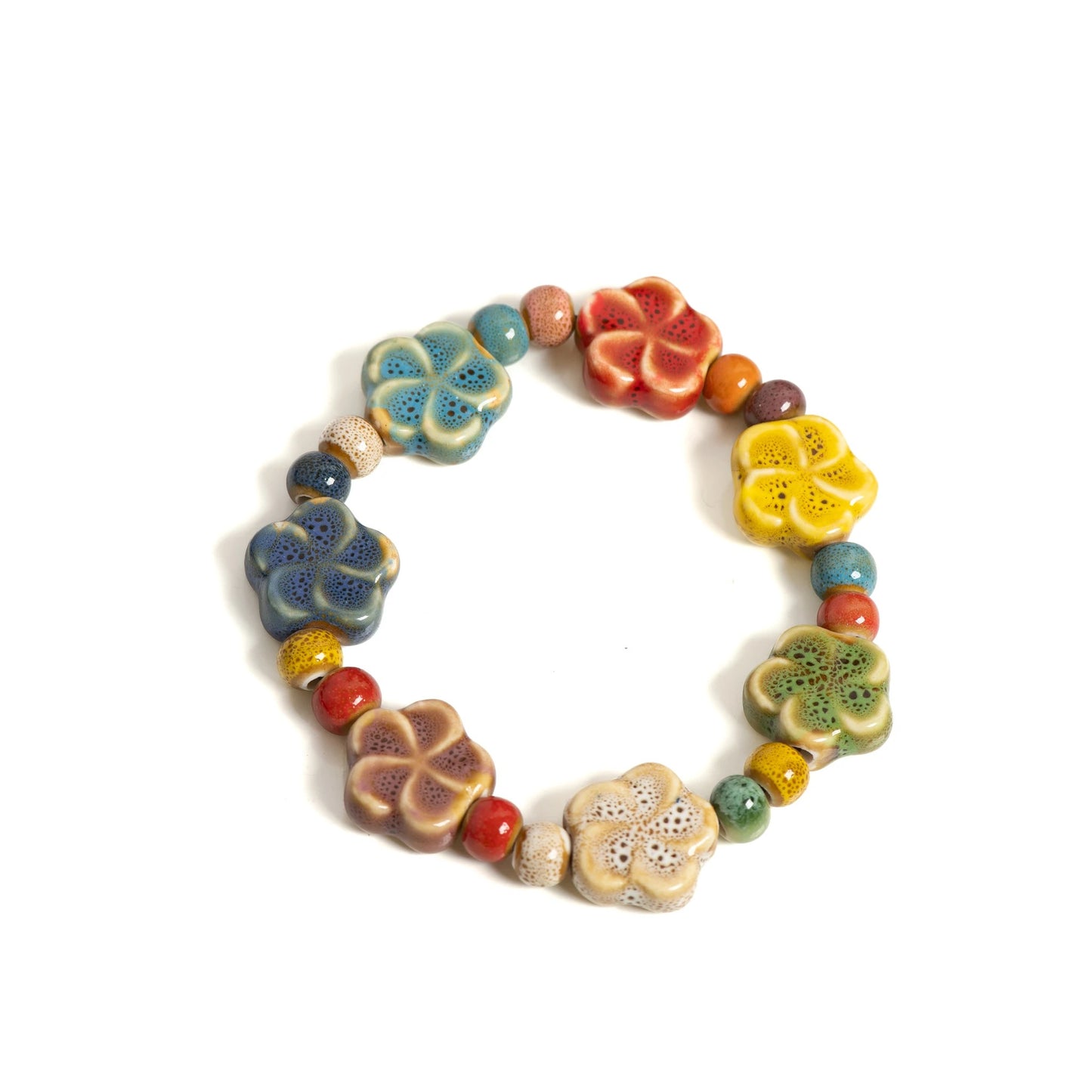 Colorful Starfish Seashell Ceramic Beaded Bracelet Boho Beach Women