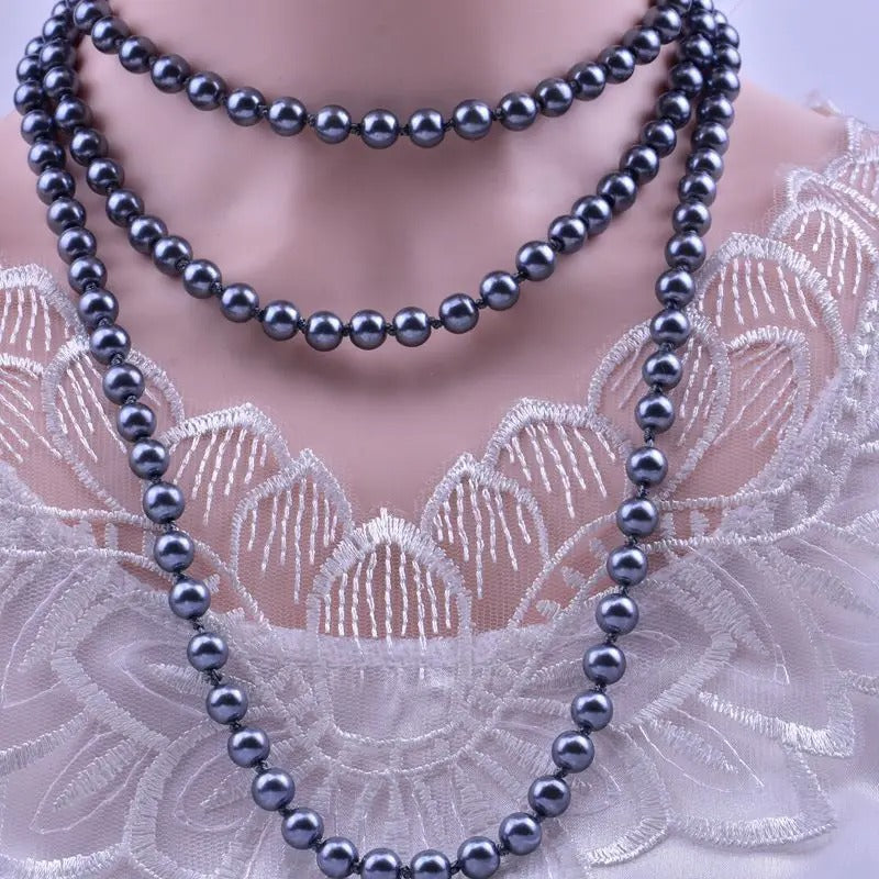 Knot Pearl Multi-Layer Necklace Women Long Sweater Chain Gift