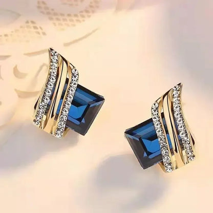Princess Gold-Plated Zircon Earrings Women Birthday Anniversary Gift