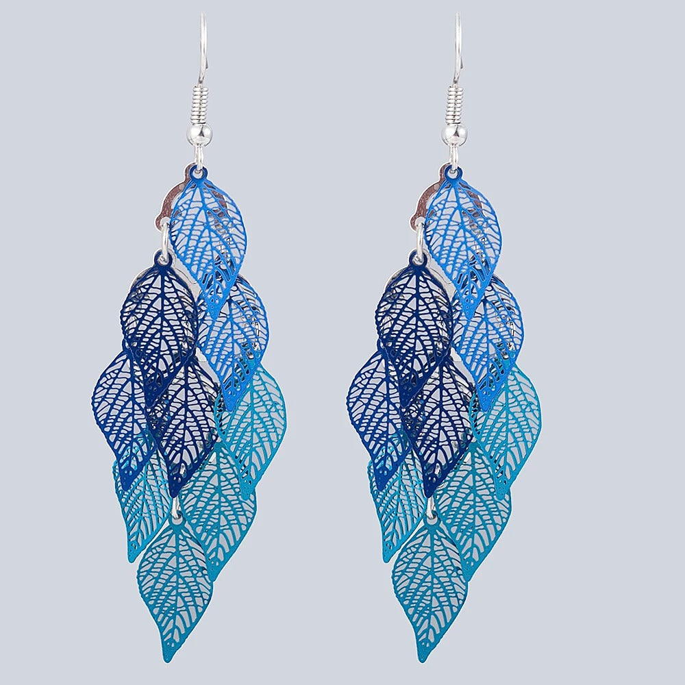 Small Nine Leaf Drop Earrings Ethnic Style Women Dangle Jewelry