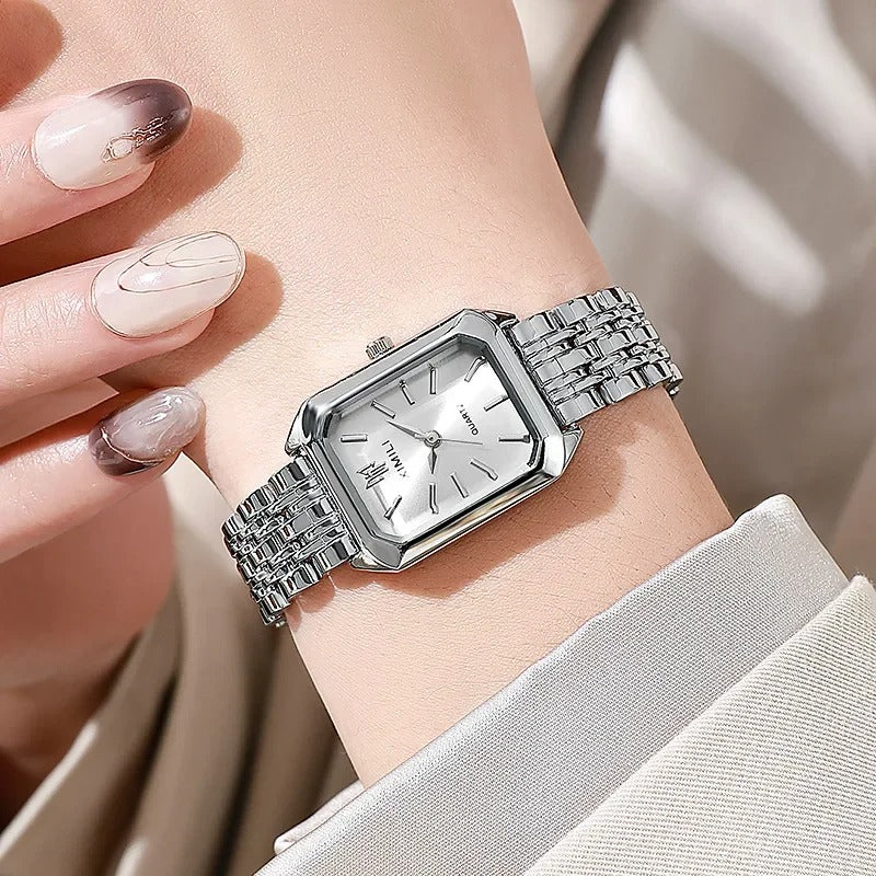 2025  Stainless Steel Strap Watch Women Luxury Gift Quartz Wristwatch Fashion Simple Square Quartz Watches