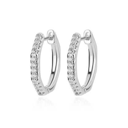Trending Blue Zircon Oval Hoop Earrings Women Wedding Party Gift