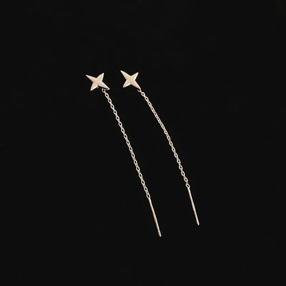 Simple Square Drop Earring For Women Korean Fashion Gold-color Line Long Tassel Dangle Earrings Party Jewelry Gift