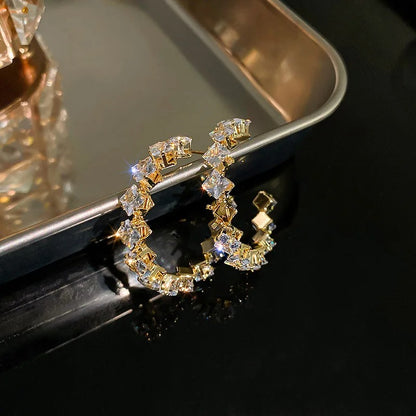 Luxury Green Zircon Hoop Earrings for Women Party Jewelry