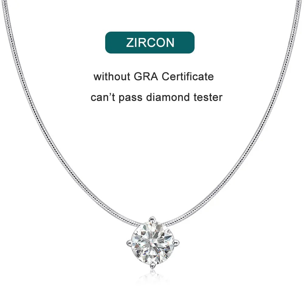 Moissanite Pandent Necklace s925 Sterling Silver Plated 18k White Gold GRA Certified Dainty Necklaces for Women