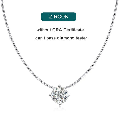 Moissanite Pandent Necklace s925 Sterling Silver Plated 18k White Gold GRA Certified Dainty Necklaces for Women