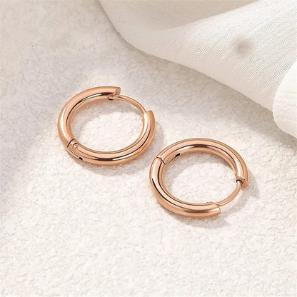 5pcs Set – Stainless Steel Circle Hoop Earrings for Women & Girls | Black, Gold, Silver Color
