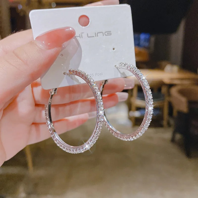 Women’s Exaggerated Circle Earrings Shiny Wedding Jewelry