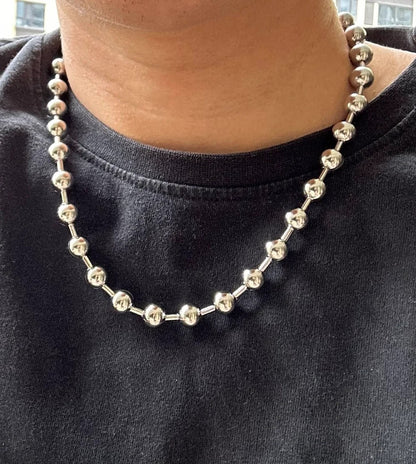 Statement 10mm Ball Chain Choker Necklace Silver Plated Unisex Jewelry