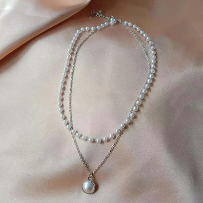 2025 New Women's Pearl Necklace K-pop Gold Color Beads Pendant Necklaces Goth Double Layer Chain Choker for Women Fashion Jewelry