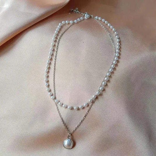 2025 New Women's Pearl Necklace K-pop Gold Color Beads Pendant Necklaces Goth Double Layer Chain Choker for Women Fashion Jewelry