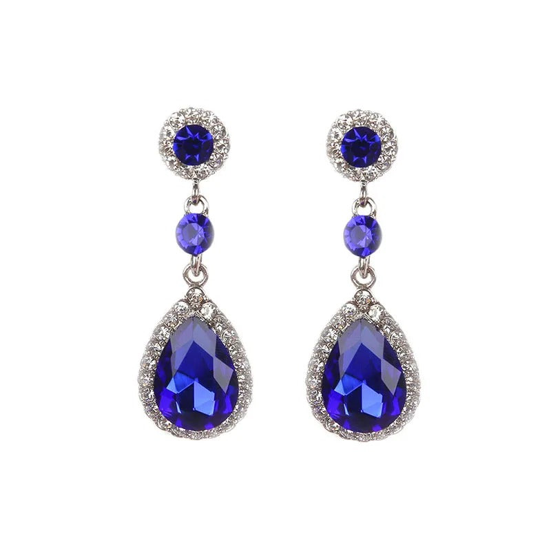 Crystal Water Drop Long Dangle Earrings Women Rhinestone Jewelry