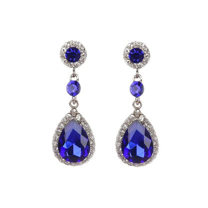 Crystal Water Drop Long Dangle Earrings Women Rhinestone Jewelry