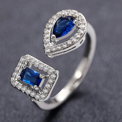 Geometric Shaped Cuff Opening Rings for Women Silver Color/Gold Color Noble Cubic Zirconia Ring Accessory Fashion Jewelry
