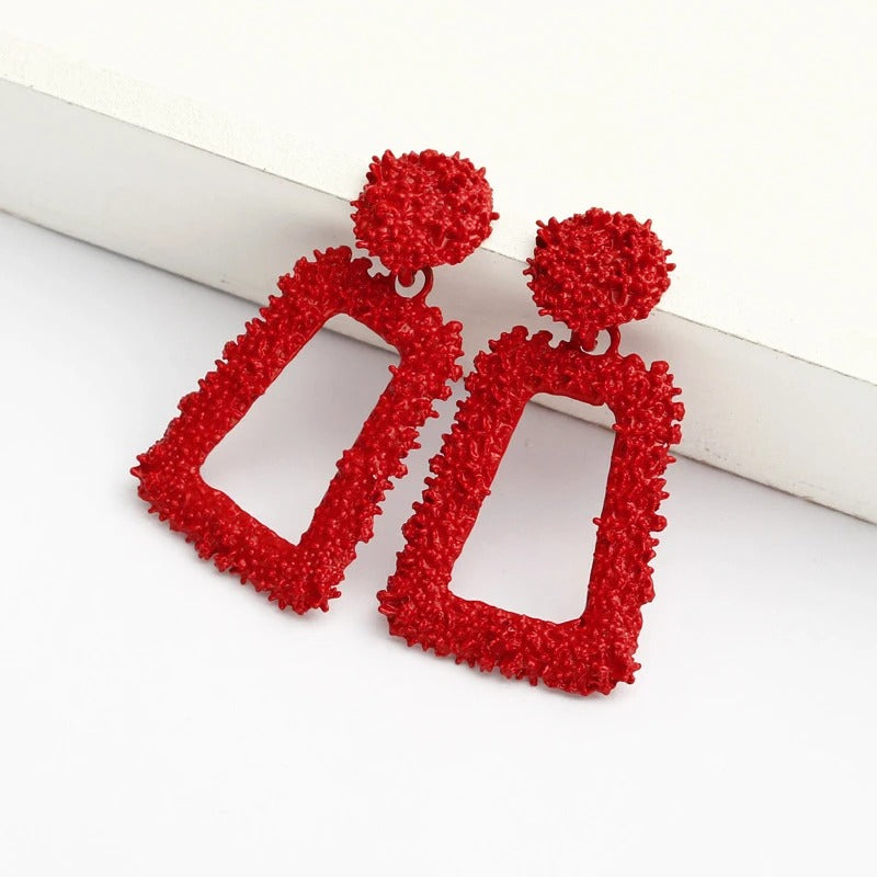 Vintage Hollow Statement Drop Earrings for Women Punk Metal Jewelry Gift