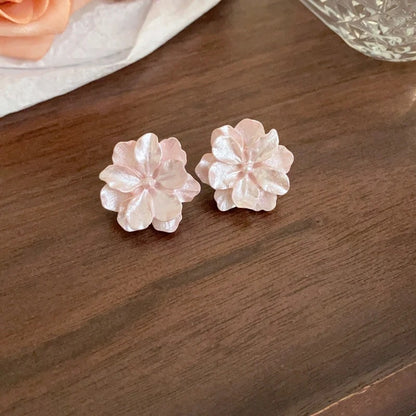 Acrylic White Camellia Flowers Stud Earrings for Women Fashion Temperament Fairy core  Earring Party Wedding Jewelry