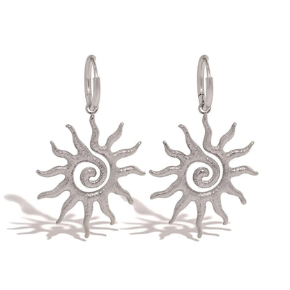 Golden Sun Geometric Drop Earrings Women Vintage Trend Fashion Jewelry