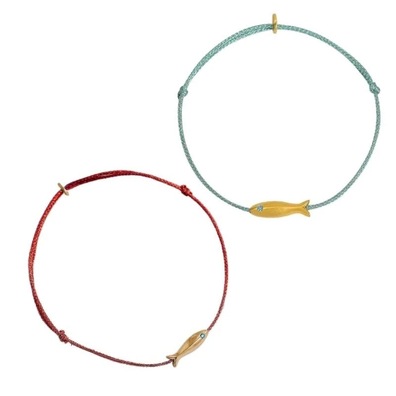 Women’s Cute Fish Bracelet Minimalist Red & Blue String Gift Jewelry