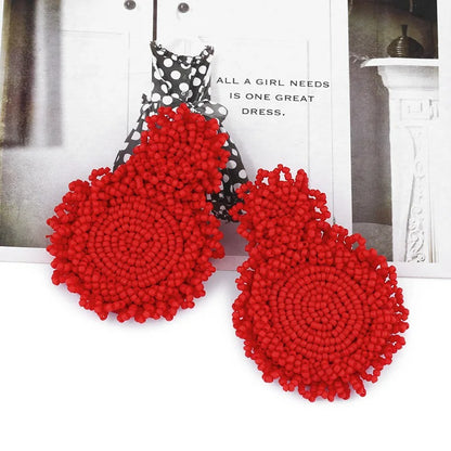 Women’s Boho Beads Dangle Earrings Round Statement Jewelry