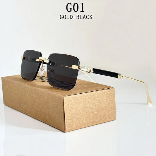 Square Rimless Vintage Sunglasses for Men and Women