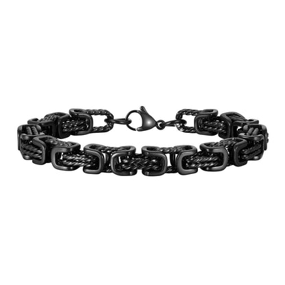 Men’s Chunky Byzantine Bracelet 8mm Grey Stainless Steel Wristband