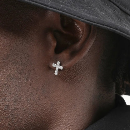 Silver Color Cross Drop Earrings for Women Men Gothic Hip Hop Long Tassel Hanging Earring Jewelry