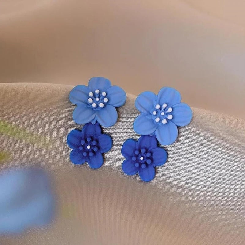Elegant Coffee Flower Dangle Earrings Wedding Party Women