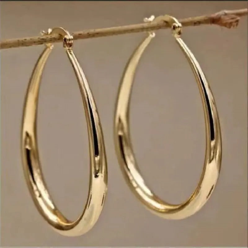 2PC Elegant Water Drop Earrings -18K Gold Plated Copper Jewelry, Suitable for Women