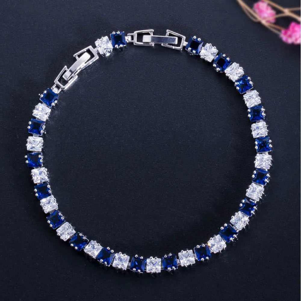 ThreeGraces CZ Crystal Paved Tennis Bracelet for Women
