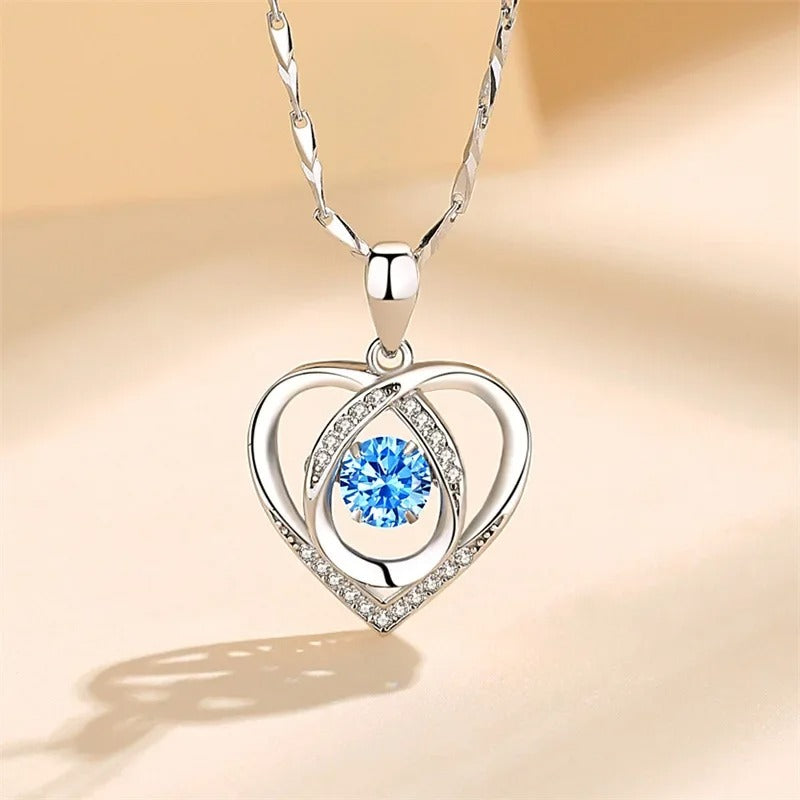 925 Sterling Silver Heart Shaped Necklace Bracelet Set for Women Vintage Crystal Bracelets High Quality Set Party Jewelry