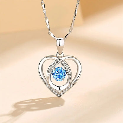 925 Sterling Silver Heart Shaped Necklace Bracelet Set for Women Vintage Crystal Bracelets High Quality Set Party Jewelry