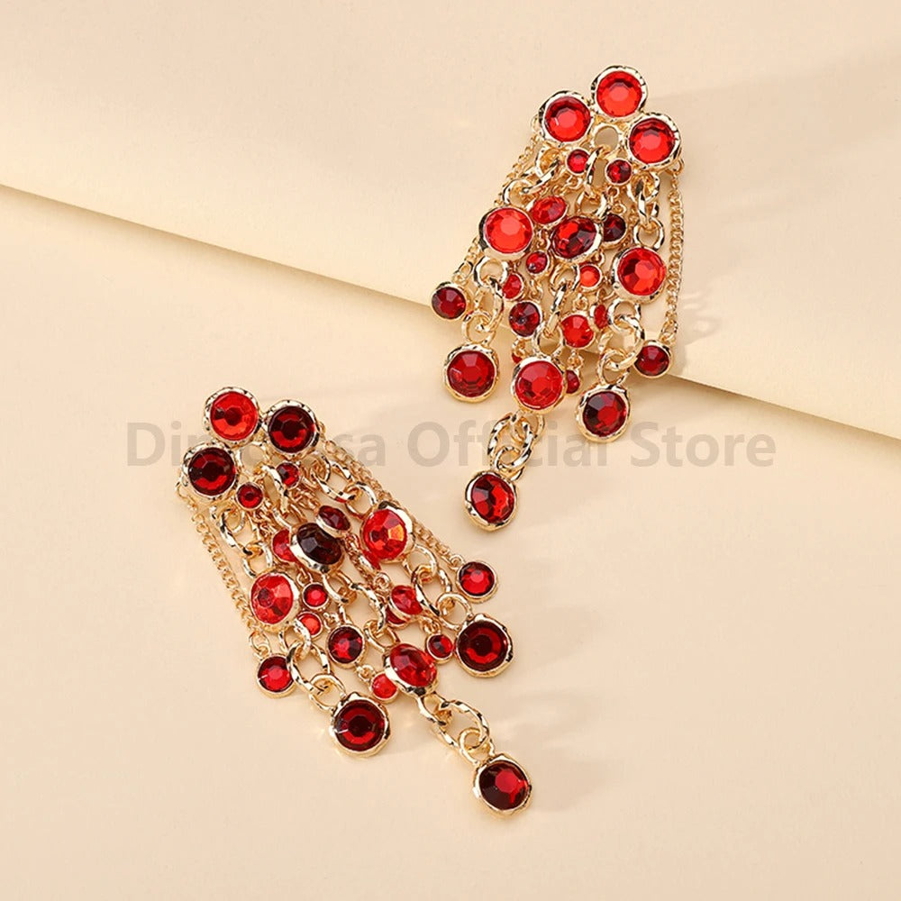 Shiny Rhinestone Drop Earrings Women Luxury Wedding Jewelry