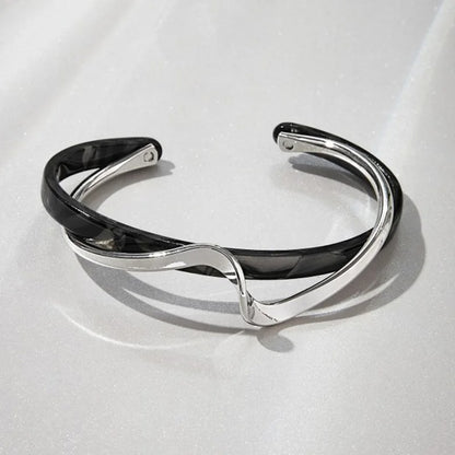 White Acrylic C-Shaped Bangles Geometric Metal Bracelets Gift