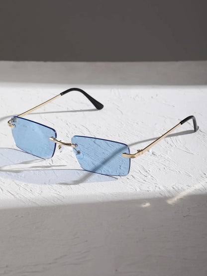 Unisex Metal Square Rimless Sunglasses