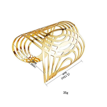 Gold Color Cuff Bangle Bracelet Open Wide Wire Women Jewelry