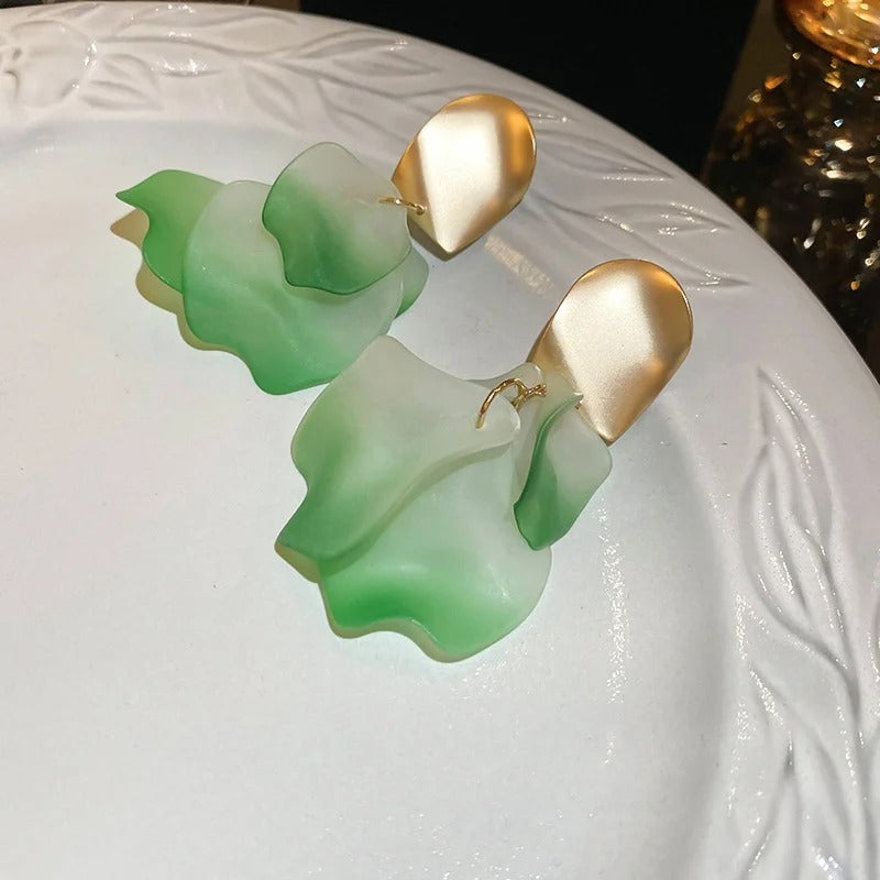 Stylish Multicolored Flower Earrings For Woman Delicate Petal Tassel Stud Earring Temperament Everyday Party Accessories