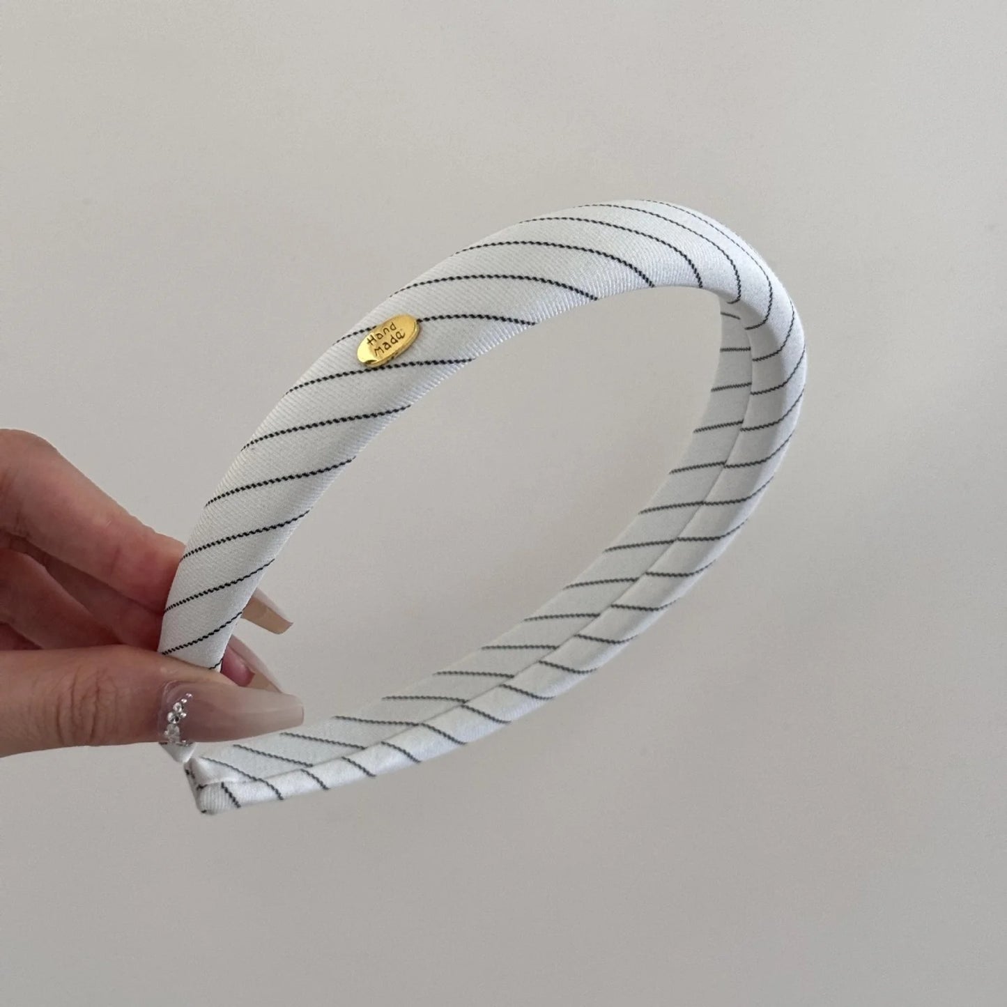 Preppy Striped Headband Gold Accents Hairband Women & Teens