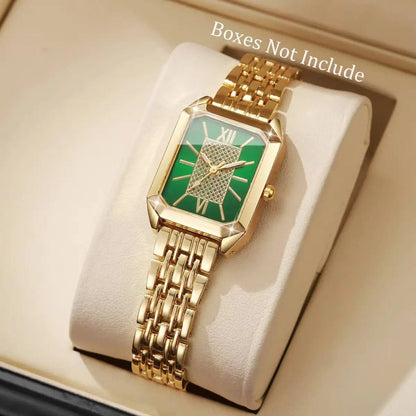 Fashion Rectangle Women Watches Ladies Stainless Steel Strap Quartz Wristwatches Reloj Mujer（Without Box）