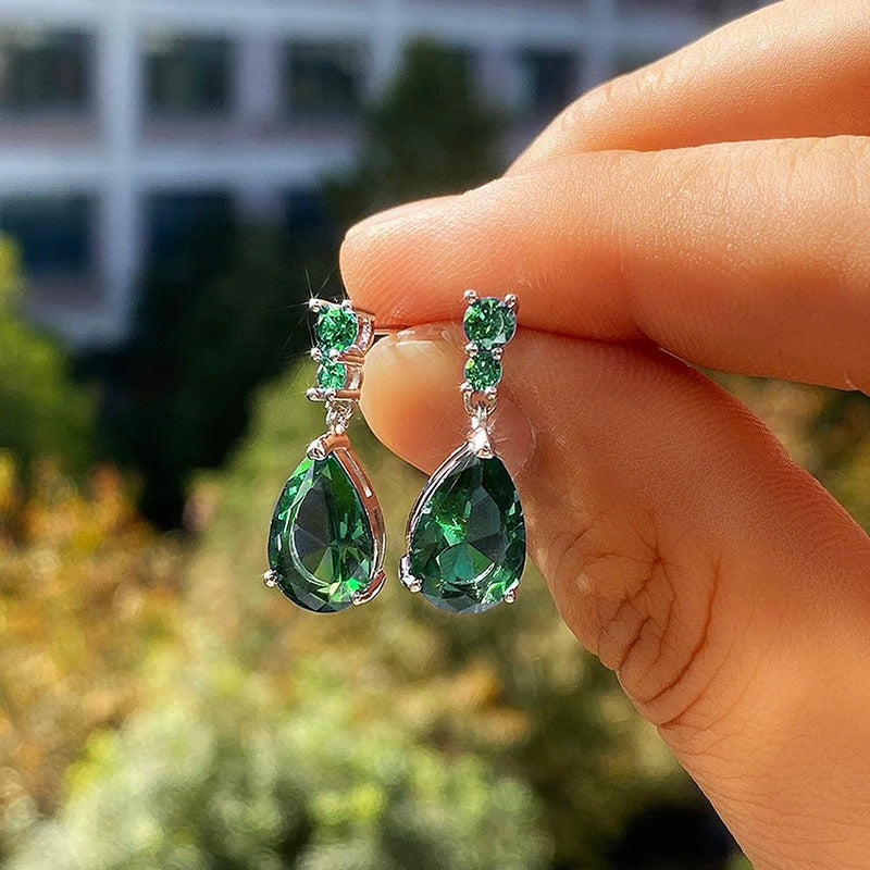 Gorgeous Water Drop CZ Earrings Women Wedding Band Jewelry Gift