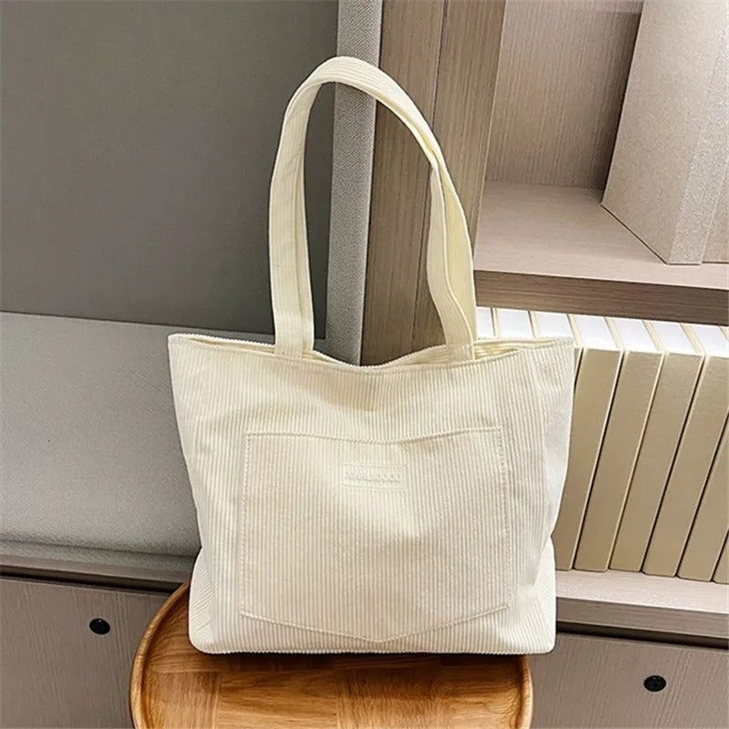 Women’s Corduroy Shoulder Tote Bag Large Capacity