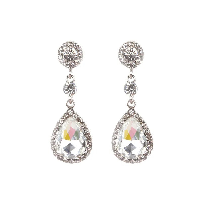 Crystal Water Drop Long Dangle Earrings Women Rhinestone Jewelry