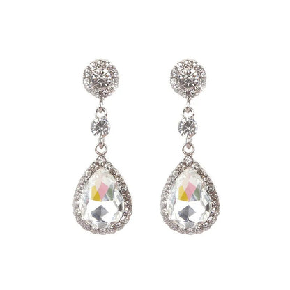 Crystal Water Drop Long Dangle Earrings Women Rhinestone Jewelry