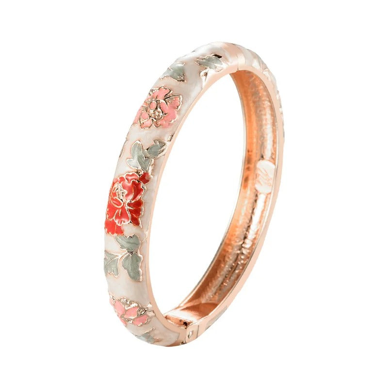 Women’s Enameled Flower Bracelet African Indian Chinese Jewelry