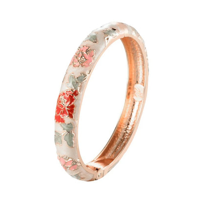 Women’s Enameled Flower Bracelet African Indian Chinese Jewelry