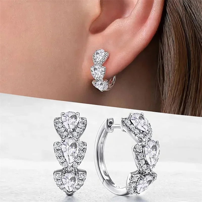 Luxury Blue CZ Hoop Earrings Trendy Wedding & Anniversary Gift