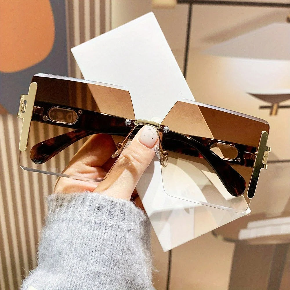 Rimless Square Fashion Sunglasses Y2K Luxury Gradient Shades Lightweight Composite Frame Eyewear