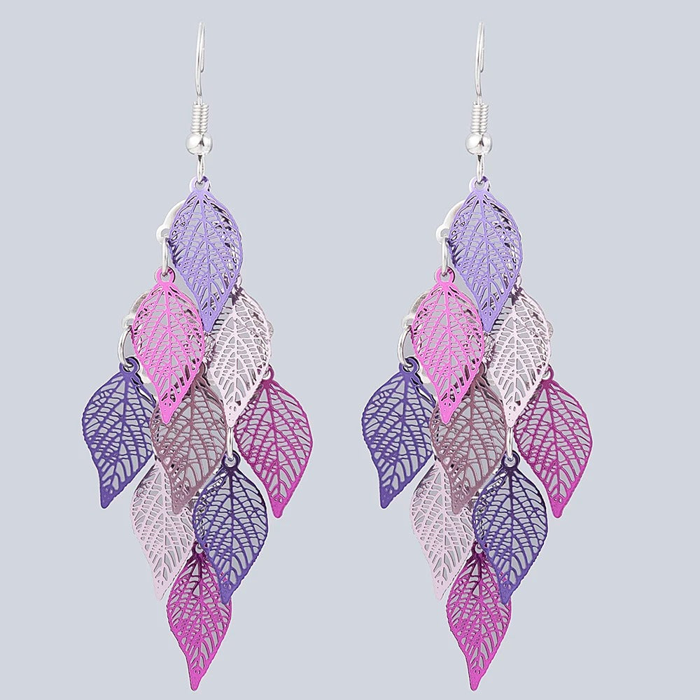 Small Nine Leaf Drop Earrings Ethnic Style Women Dangle Jewelry