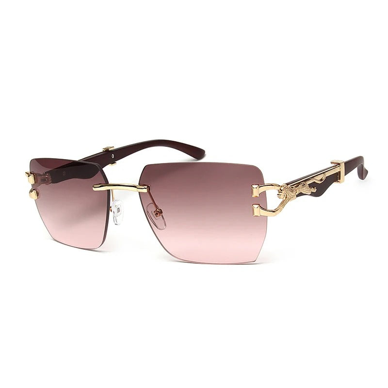 Luxury Rimless Square Sunglasses Designer Gradient UV400 Eyewear for Men & Women